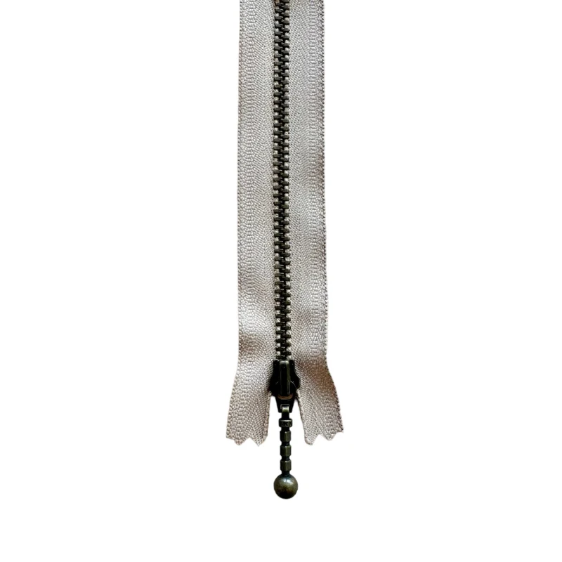 YKK Fast Lynlås Antik Messing 4 mm 15 cm
